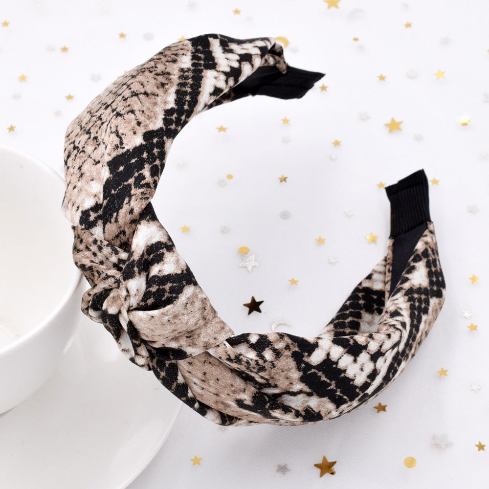 Wholesale Leopard Snake Skin Vintage Wide Fabric Headband